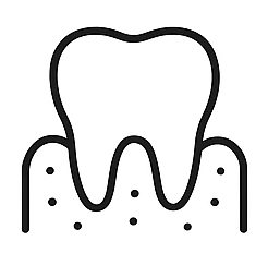Tooth icon in gum tissue representing periodontal or gum disease treatment